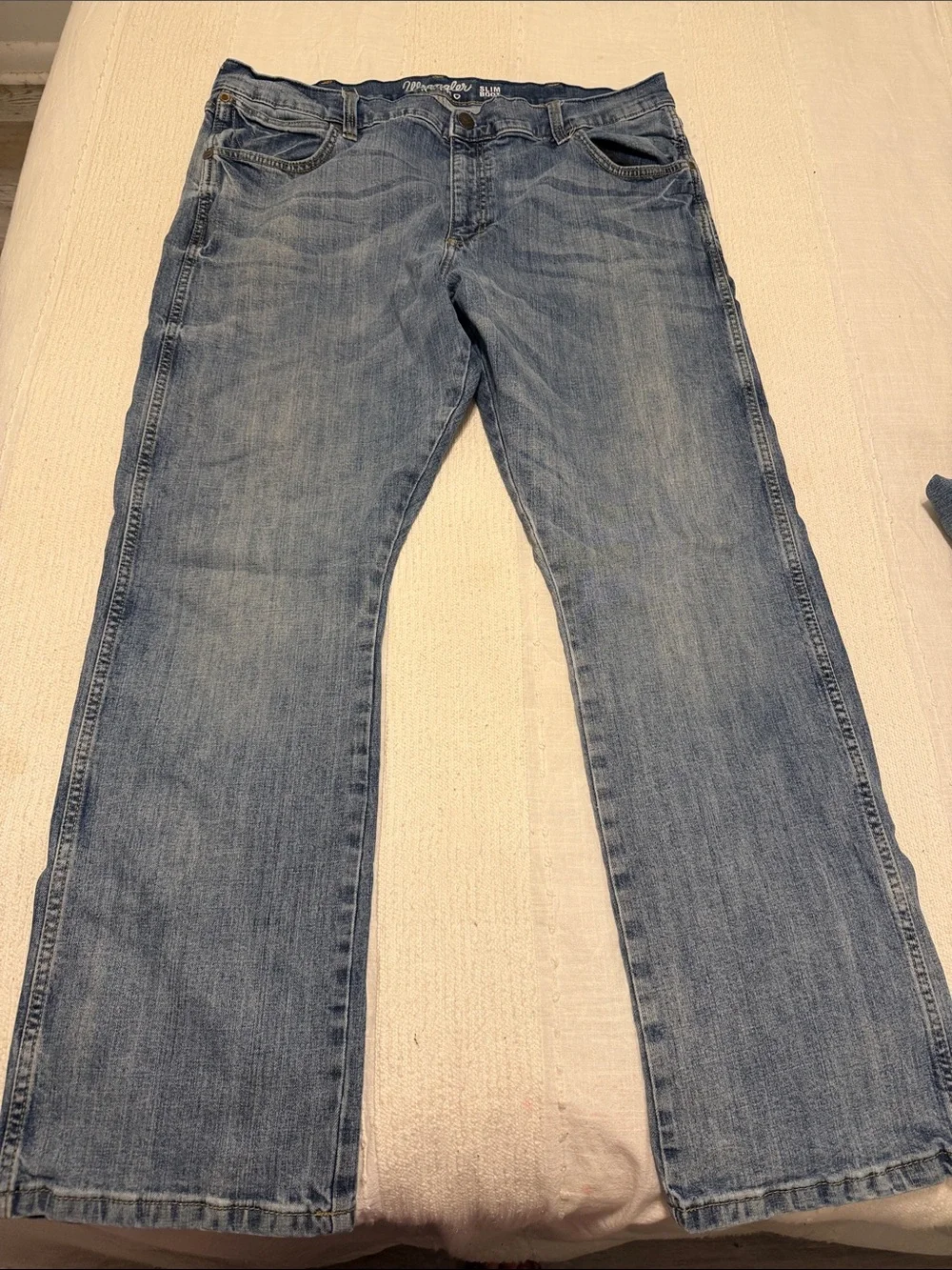 TWO PAIR Wrangler Light Blue Men’s Slim Bootcut Jeans 40x32